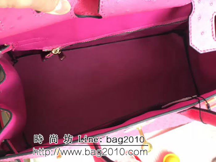 愛馬仕Hermes原版牛皮鴕鳥紋 Birkin 鉑金包 時尚手提包 0AM1014